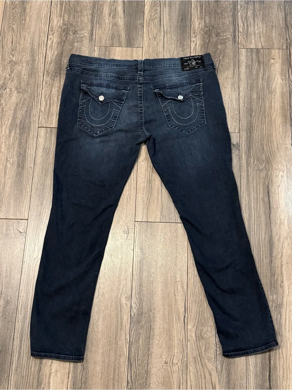 True Religion Geno Relaxed Slim Jeans Mens 44 Dark Wash Stretch Denim